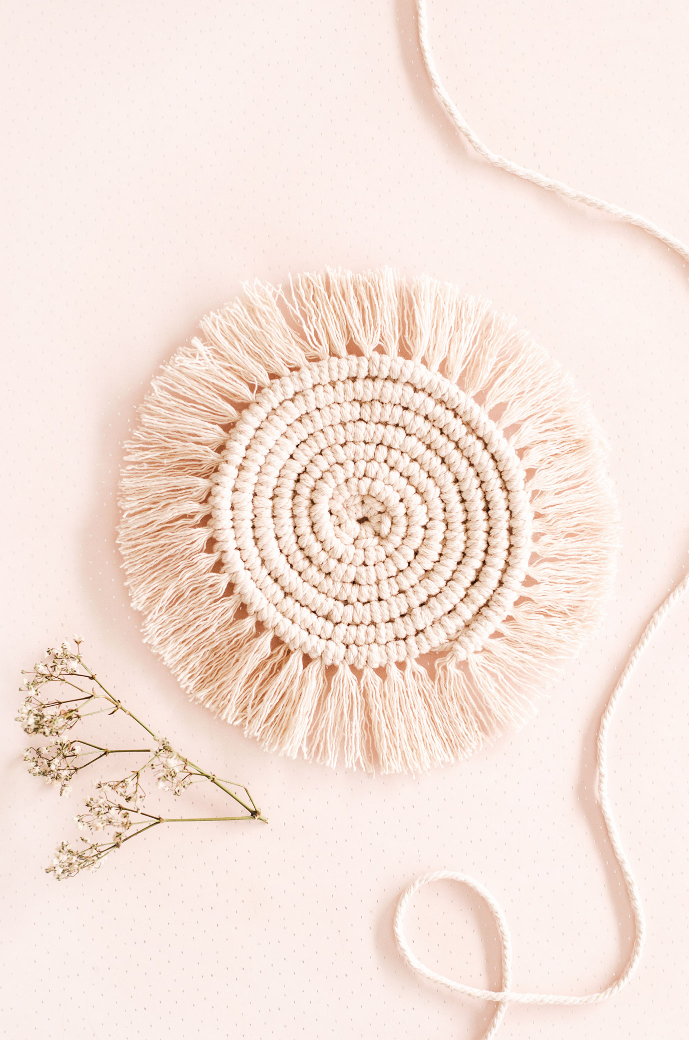 Lot De 2 Dessous-de-verre En Macramé Coton à Pompons | Absorbants, Protection Contre Les Traces Et La Chaleur